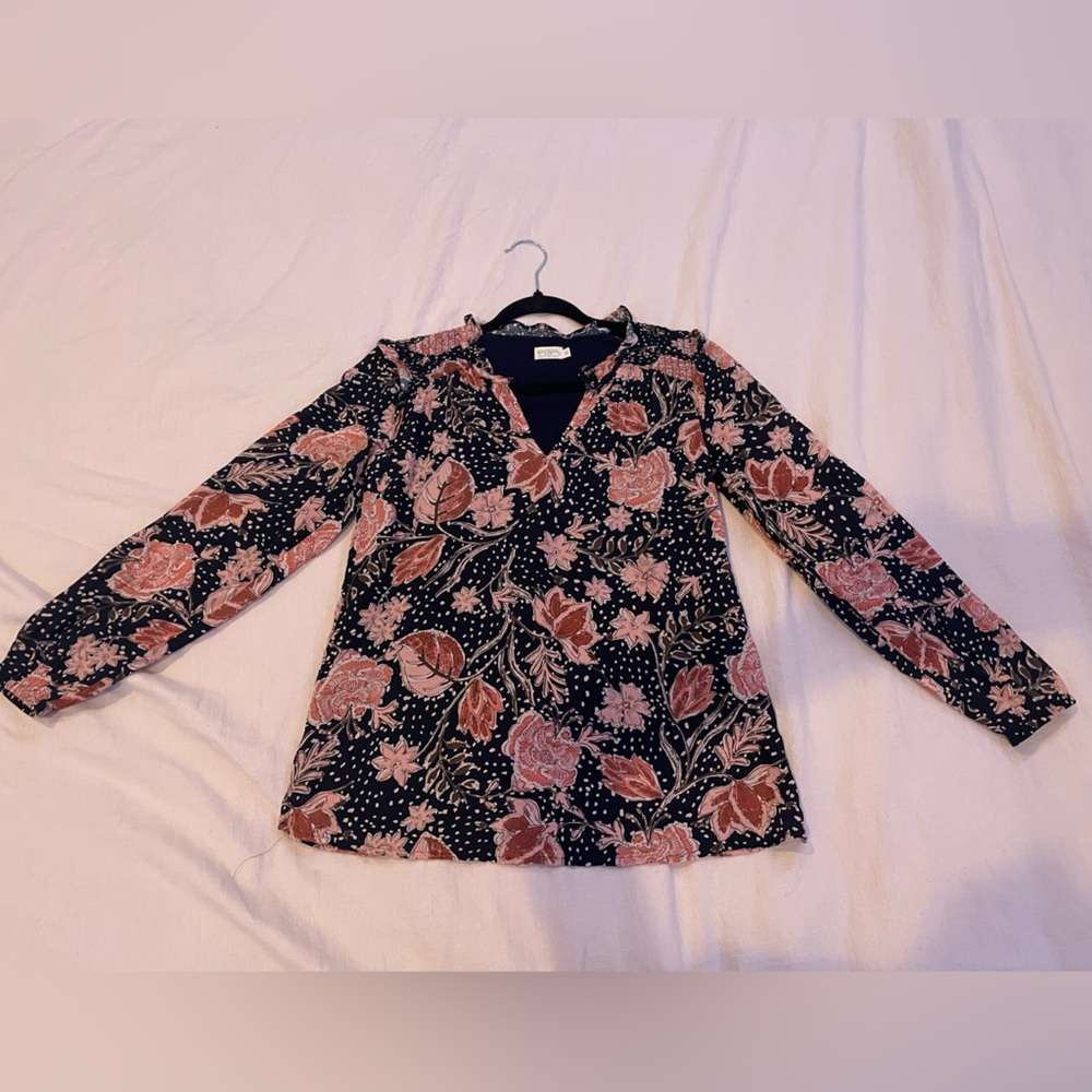 Aisley Blouse 1859 Lighthouse Starry Floral Slate